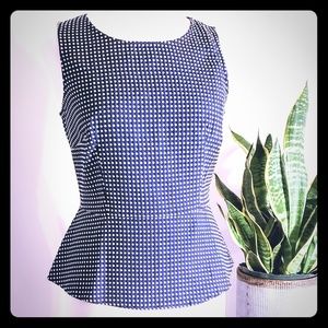10p Banana Republic Navy Dot Peplum Blouse